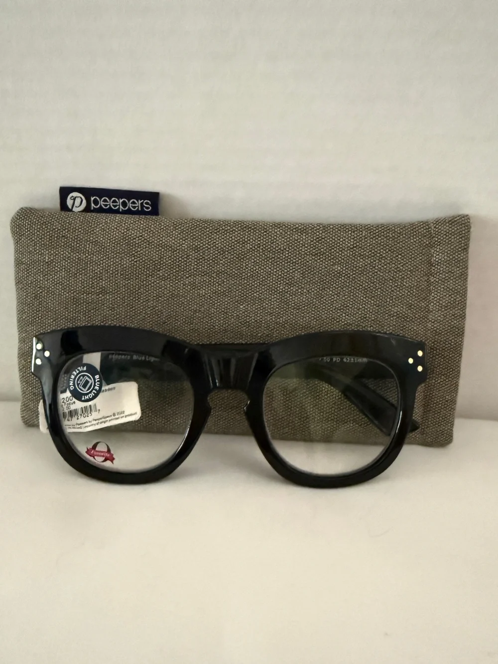 Peepers Bravado Focus Blue Light Reading Glasses +2.00 Black NWT Case Included